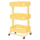 Carrinho Organizador Multiuso ANM6077 Anima Office 3 Cestos Fixos em Aço Amarelo Claro