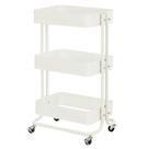 Carrinho Organizador Multiuso ANM6077 Anima Office 3 Cestos Fixos em Aço Branco