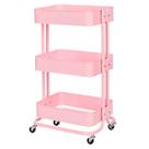 Carrinho Organizador Multiuso ANM6077 Anima Office 3 Cestos Fixos em Aço Rosa