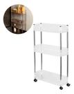 Carrinho Organizador Triplo com Rodas em Acrílico Cristal - 43x14x82 cm