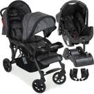 Carrinho para Gemeos Bebe Conforto Base Galzerano Doppio Grafite