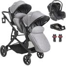 Carrinho para Gemeos com Bebe Conforto Base Kiddo Pair Cinza
