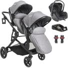 Carrinho para Gemeos com Bebe Conforto Base Kiddo Pair Cinza