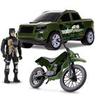 Carrinho Pick Up Militar Com Boneco E Moto - Samba Toys Carrinho Pick Up Militar Com Boneco E Moto - Samba Toys