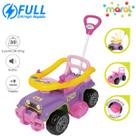Carrinho Quadriciclo Jip Jip Rosa De Passeio Infantil Bebê Com Empurrador E Buzina Sem Pedal Haste Direcionável Para Menina