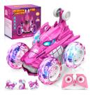 Carrinho Recarregável Controle Remoto Acrobata Gira 360 Graus Aranha Spider Rosa Pink Luzes Color Efeitos Brinquedo Encantado Infantil Menina Kizumba