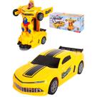 Carrinho Robô Transformers Com Luz Som Bate Volta Bumblebee com pilhas
