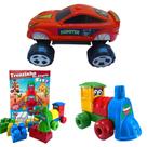 Carrinho Sport Monster + Trenzinho Didático com Blocos 56 peças - Casa Brinq