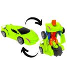 Carrinho Transformers Lamborghini Carro Vira Robô Verde