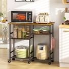 Carrito para microondas de cocina ThreeHio 89x36x82 cm Marrón Rústico