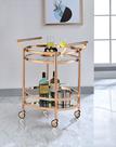 Carrito para Servir Casafoyer Lakelyn con Vidrio Transparente y Detalles en Oro Rosa