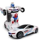 Carro A Pilha Vira Robô Emite Som E Luz Brinquedo Branco