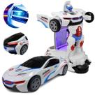 Carro Brinquedo Policia Transformers Robô Som E Luz