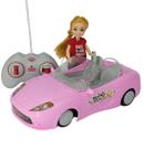 Carro Carrinho Controle Remoto Rosa Super Car Com Boneca Acende Farois