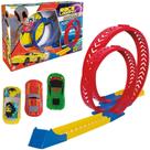 CARRO COM LANCADOR + PISTA RACE COM 2 LOOPING DOUBLE 720º + ACESSORIOS NA CAIXA - SAMBA TOYS