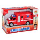 Carro de Brinquedo Ambulância Vermelha de Fricção - DM Toys