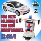 Carro de Brinquedo Robô Transformável 2 em 1 com Luzes Coloridas 22cm