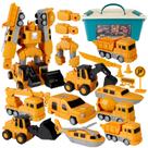 Carro de engenharia de transformação magnética de brinquedo com armazenamento 35 unidades