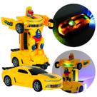 Carro e Robô 2 em 1 - Bate, Volta, Som e Luz -Amarelo
