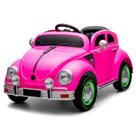 Carro Elétrico Fusca Conversível De Passeio Meninas Rosa Com Sons E Luzes 12v