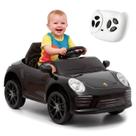 Carro Elétrico Infantil 6v Preto Com Controle Remoto Frente E Ré Música E Farol