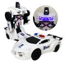 Carro Vira Robo Som Luz Carrinho Policia Brinquedo Menino