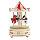 Carrossel de caixas de música, clássico, vermelho, branco, resina, estilo vintage