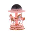 Carrossel de projeção de caixa de música de plástico rosa com luzes
