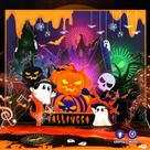 Cartão comemorativo Facraft Halloween 3D Pop-Up Lights Music