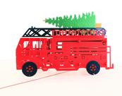 Cartão comemorativo iGifts and Cards Caminhão de bombeiros e árvore de Natal
