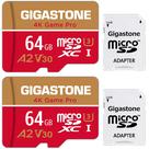 Cartão de memória Cartão Micro SD Gigastone 64GB, pacote com 2 unidades para Nintendo-Switch
