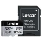 Cartão De Memória Lexar 128gb 205mb/s Microsdxc Uhs-i Silver Plus Com Adaptador Sd