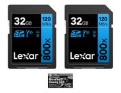 Cartão de memória Lexar Professional 800x SDHC 32GB UHS-I/U1, pacote com 2