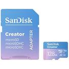 Cartão de Memória Micro SD SanDisk Creator 128GB U3 V30 4K UHD SDSQXAA-128G-GN6MS Classe 10 Leitura 170MB-s Gravação 90MB-s Ideal Câmeras Aç