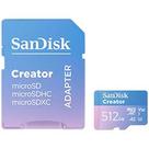 Cartão de Memória Micro SD SanDisk Creator 512GB V30 A2 U3 SDSQXAV-512G-GN6MS 4K UHD Leitura 160MB-s Gravação 90MB-s Ideal Câmeras Drone Cartão de Memória Micro SD SanDisk Creator 512GB V30 A2 U3 SDSQXAV-512G-GN6MS 4K UHD Leitura 160MB-s Gravação 90MB-s Ideal Câmeras Drone