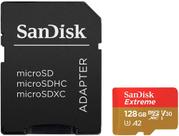 Cartão de Memória Micro SDXC Extreme A2 Sandisk 128GB 190MBS 2X1 Cartão de Memória Micro SDXC Extreme A2 Sandisk 128GB 190MBS 2X1