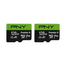 Cartão de memória PNY Premier-X 128GB microSDXC Class 10 U3 V30, pacote com 2
