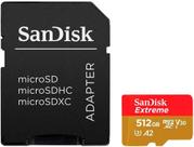 Cartão de Memória Sandisk Microsdxc Extreme SDSQXAV-512G-GN6MA Uhs-I 512GB 190MB/s Cartão de Memória Sandisk Microsdxc Extreme SDSQXAV-512G-GN6MA Uhs-I 512GB 190MB/s