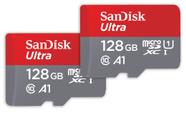 Cartão de Memória SanDisk Ultra microSDXC 128GB - Pacote com 2 e Adaptador Cartão de Memória SanDisk Ultra microSDXC 128GB - Pacote com 2 e Adaptador