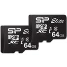 Cartão de memória SP Silicon Power Elite 64GB microSDXC, pacote com 2 unidades