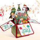 Cartão de Natal musical FaCraft 3D Light Up Santa Gift