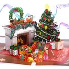 Cartão de Natal Ribbli Fireplace Pop Up Musical com luz