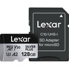 Cartão memória lexar micro sd xc 128gb 205mb/s uhs-i v30 silver plus lmssipl128g-bnanu