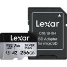Cartão memória lexar micro sd xc 256gb 205mb/s uhs-i v30 silver plus lmssipl256g-bnanu
