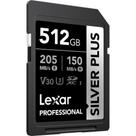 Cartão memória lexar sd xc 512gb 205mb/s uhs-i v30 silver plus lsdsipl512g-bnnnu