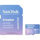 Cartão memória sandisk micro sd xc 512gb 190mb/s creator uhs-i v30 sdsqxav-512g-gn6ms