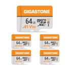 Cartão Micro SD Gigastone 64GB A1 V30 Pacote com 5 Unidades 95MB/s Cartão Micro SD Gigastone 64GB A1 V30 Pacote com 5 Unidades 95MB/s