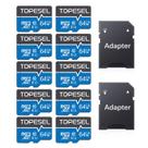 Cartão Micro SD TOPESEL 64GB Classe 10 UHS-I, pacote com 10