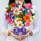 Cartão pop-up APOTODITO com música e luz, buquê de flores de 28 cm
