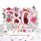 Cartão pop-up HOMANGA 80º ANIVERSÁRIO, PRESENTE DE FELIZ ANIVERSÁRIO DE 80 ANOS